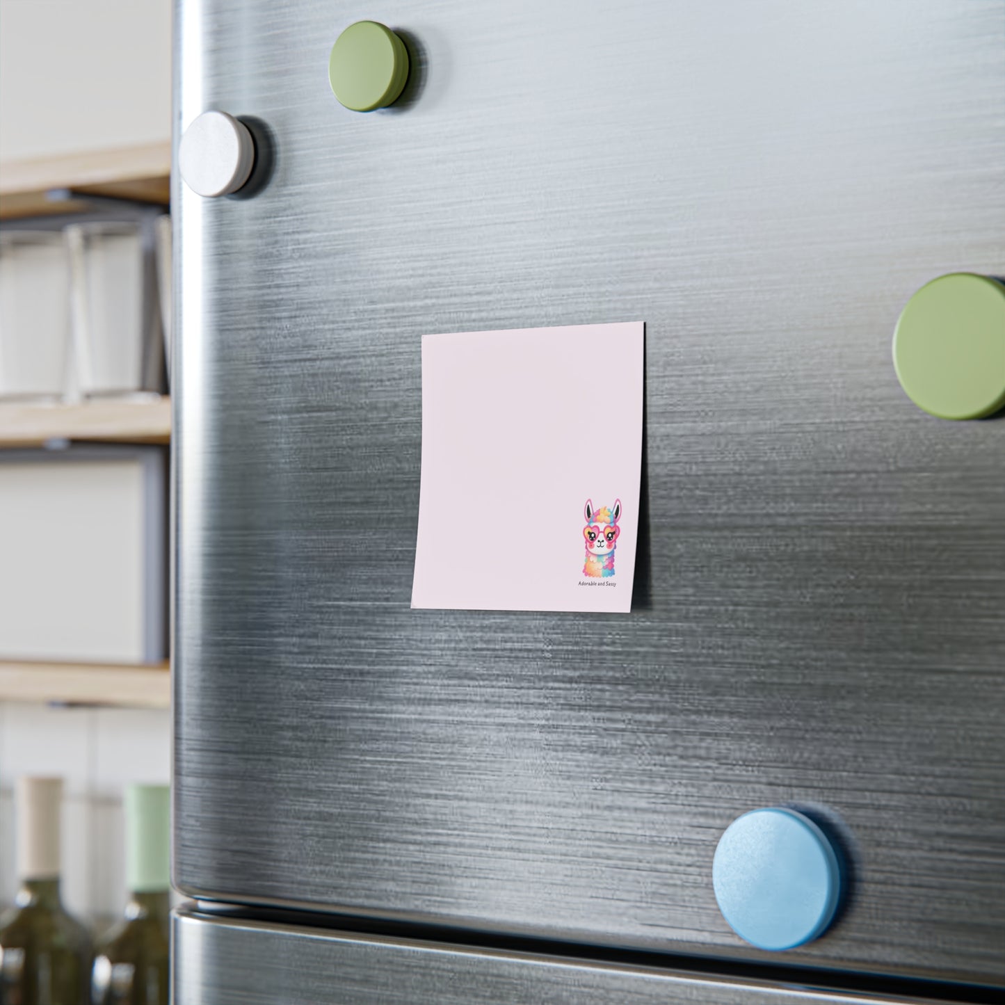 Fridge with a mindfulness checklist magnet on a kitchen background