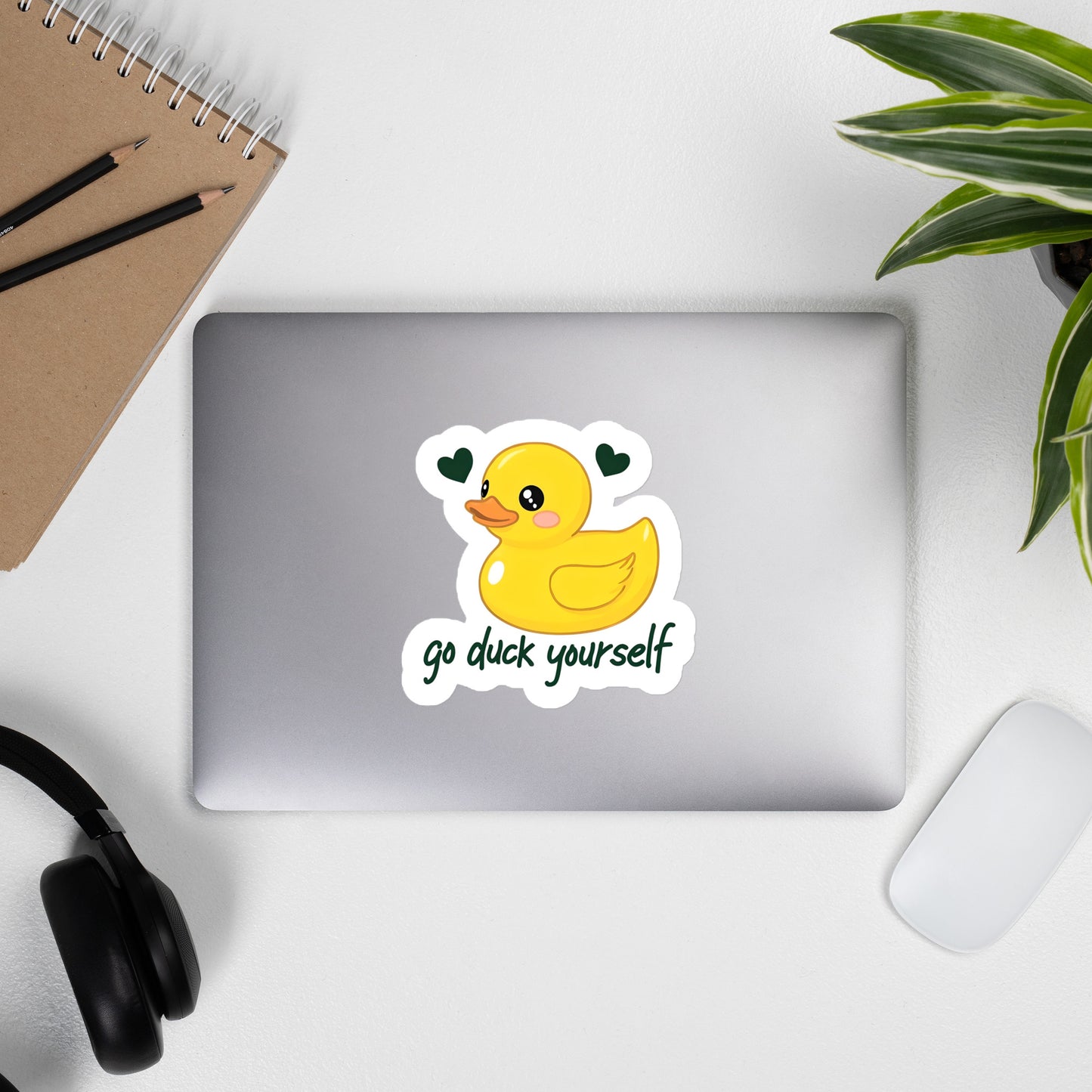 Go Duck Yourself - Yellow Rubber Ducky with Hearts Sticker