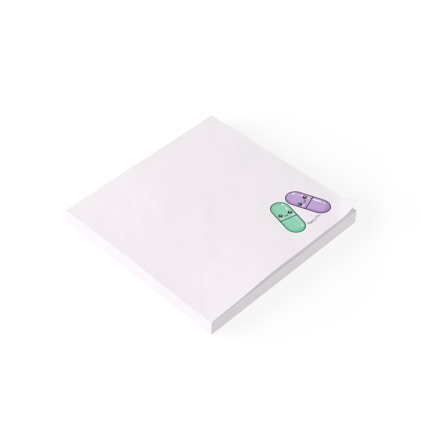 White notepad with a colorful design on a white background