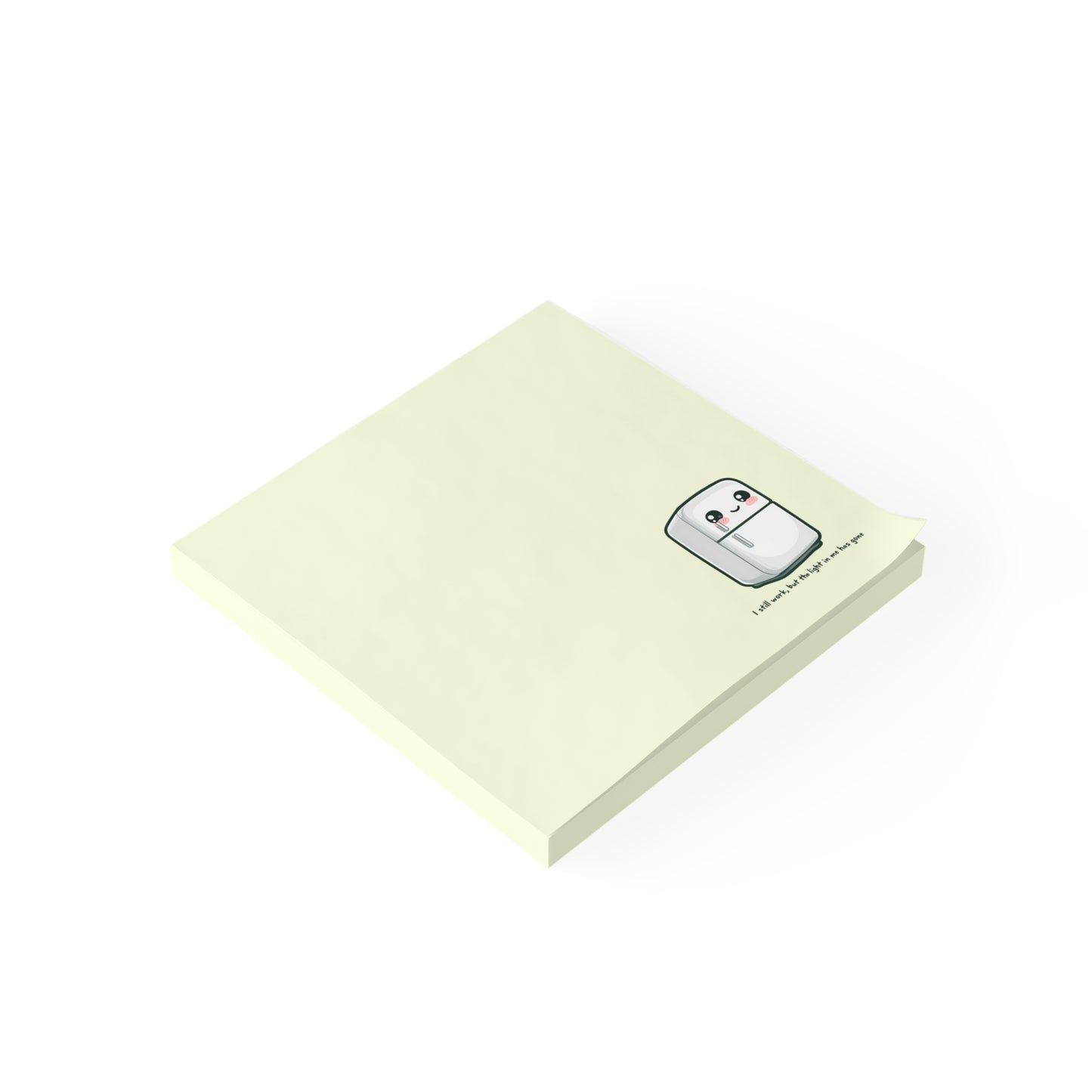 Light yellow sticky notes with a refrigerator icon on a white background