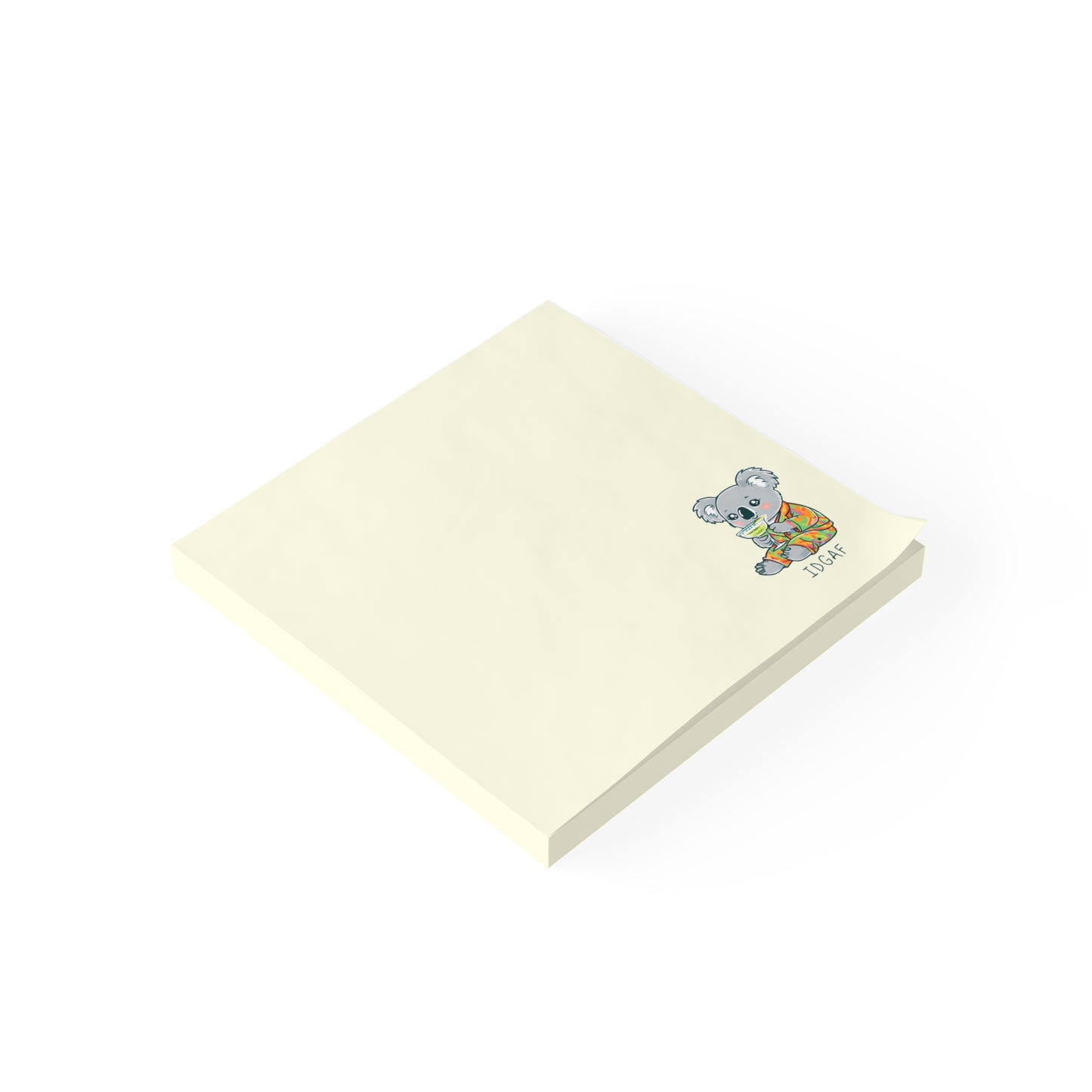 Yellow sticky notes with a cartoon bear design on a white background