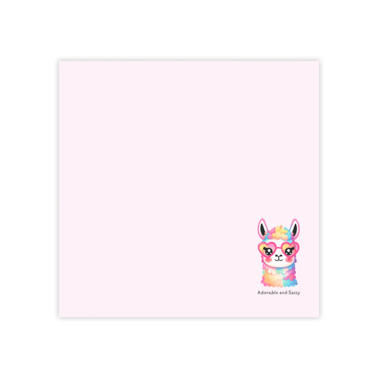 Colorful llama illustration with glasses on a pink background