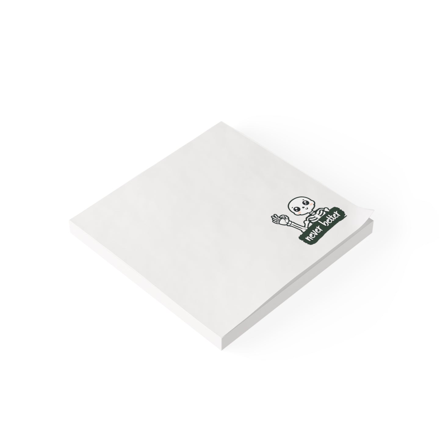 White notepad with a black and white design on a white background