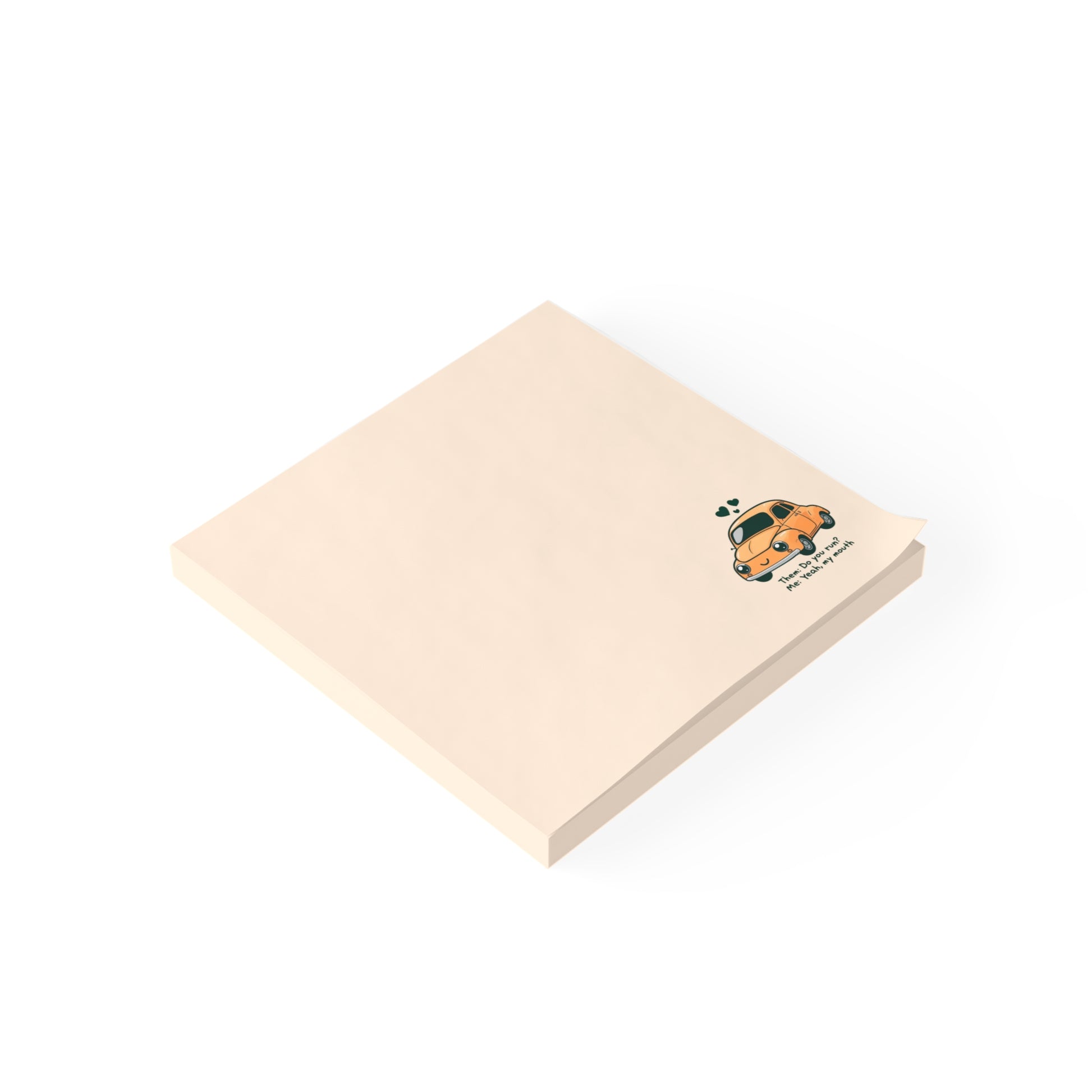 Beige notepad with a small design on a white background