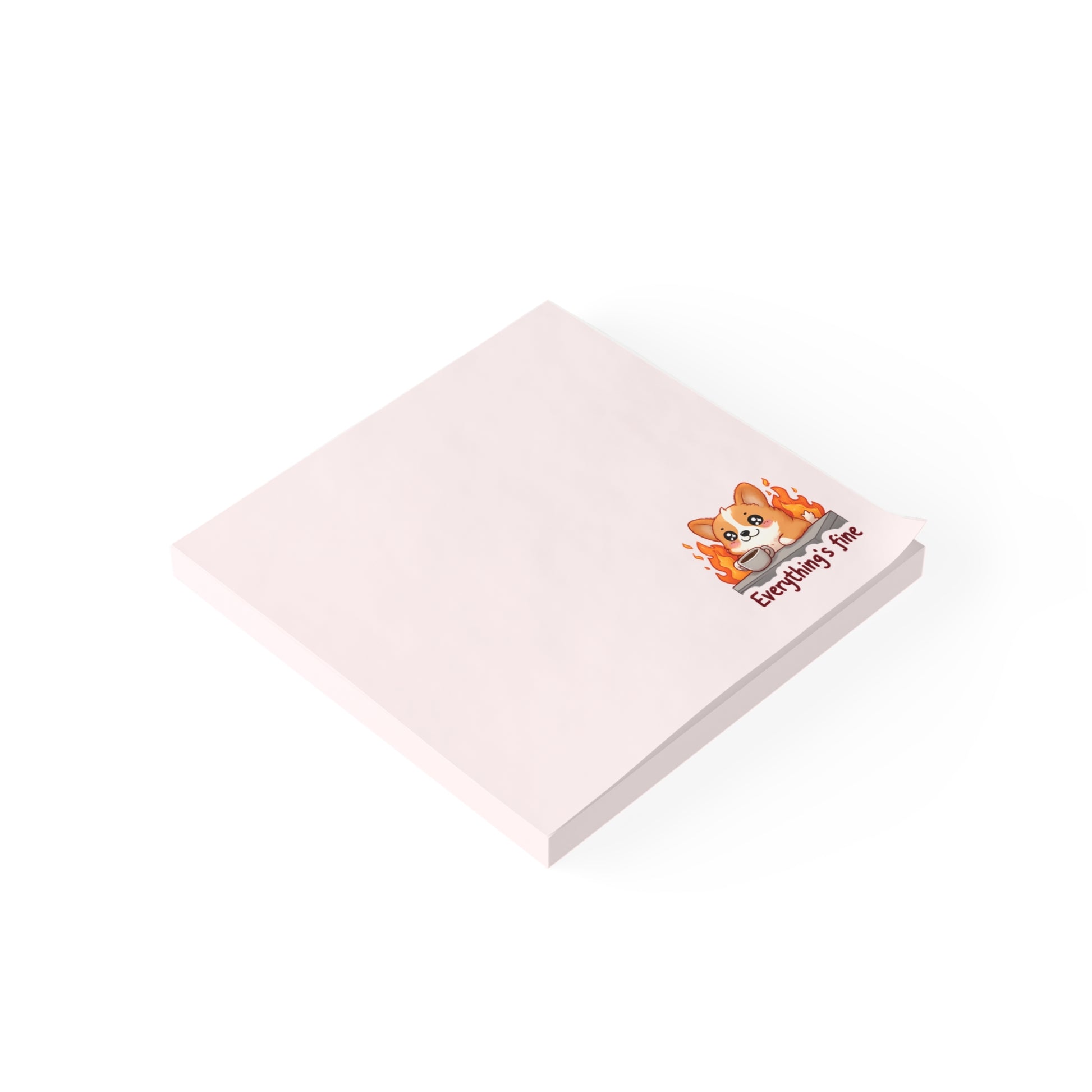 Notepad with a fox illustration and text on a white background