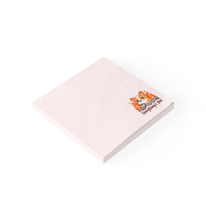 Notepad with a fox illustration and text on a white background