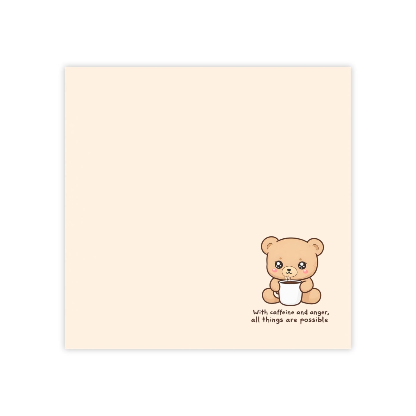 Notepad with a teddy bear illustration and text on a beige background
