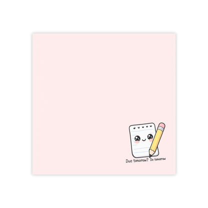 Notepad with a cute illustration of a pencil and notebook on a pink background