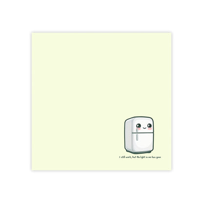 Notepad with a cute illustration of a refrigerator on a light yellow background