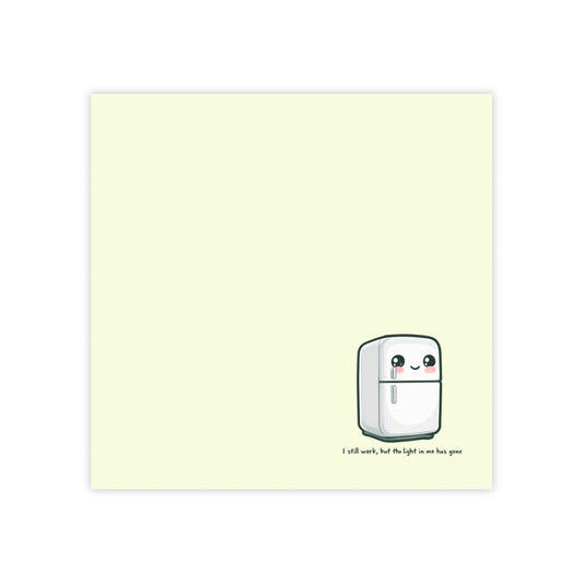 Notepad with a cute illustration of a refrigerator on a light yellow background